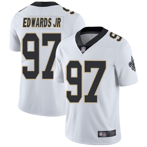 Men New Orleans Saints Limited White Mario Edwards Jr Road Jersey NFL Football #97 Vapor Untouchable Jersey